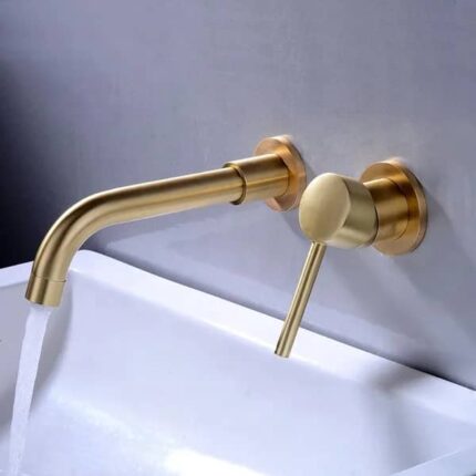 Golden bend stainless concealed basin mixer