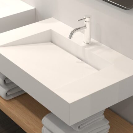 Customized Bathroom Wall Hung Composite Acrylic Resin Sinks Solid Surface Basin