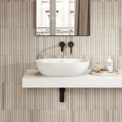 Picasso White Countertop Stone Basin 580mm