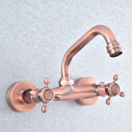 Antique Copper Kitchen Faucets 360 Swivel Copper Bathroom Basin Sink Mixer Tap