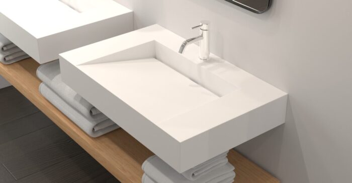 Customized Bathroom Wall Hung Composite Acrylic Resin Sinks Solid Surface Basin